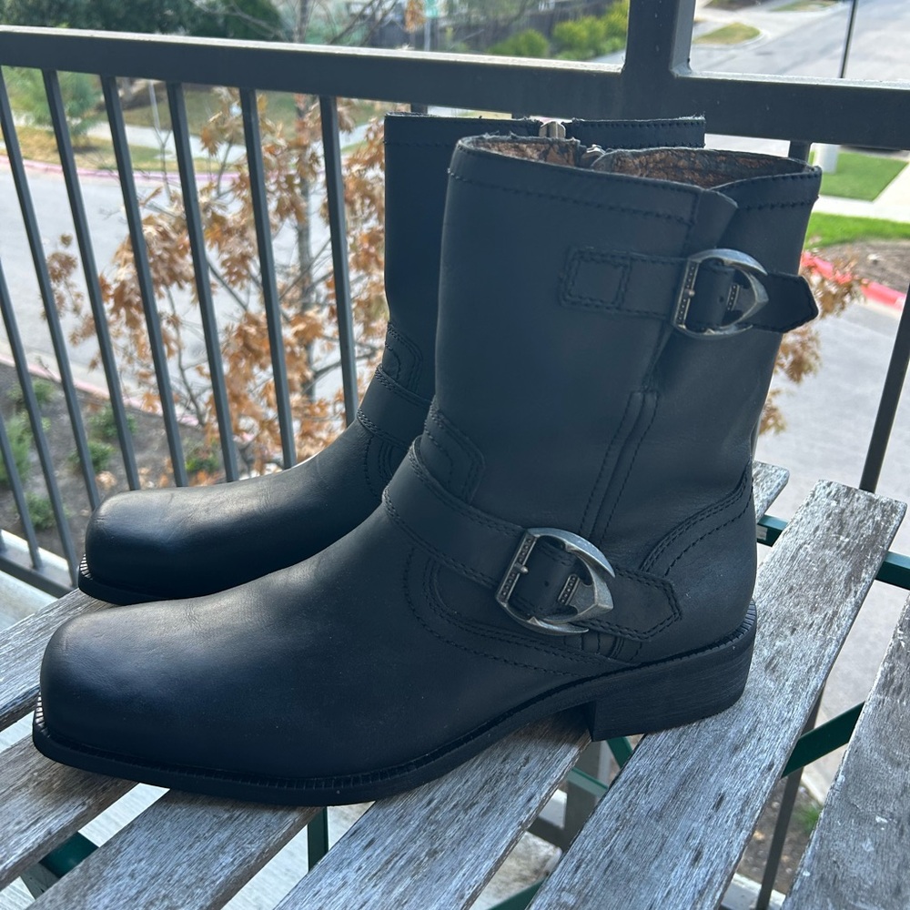 Guess by Marciano Black Leather Buckle Boots